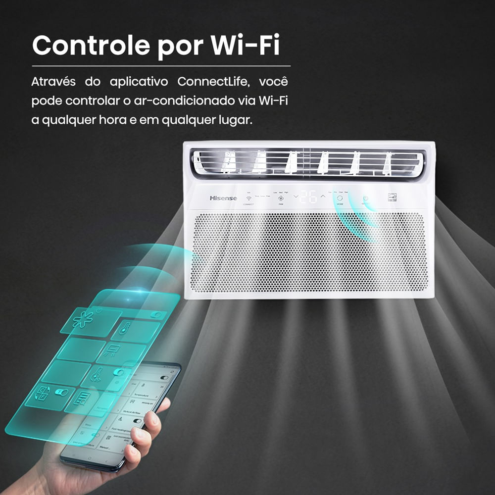 Ar Condicionado Janela Hisense 10000 BTU/h Frio Eletrônico Wi-Fi AW-10CWBRVGU02 - 127 Volts